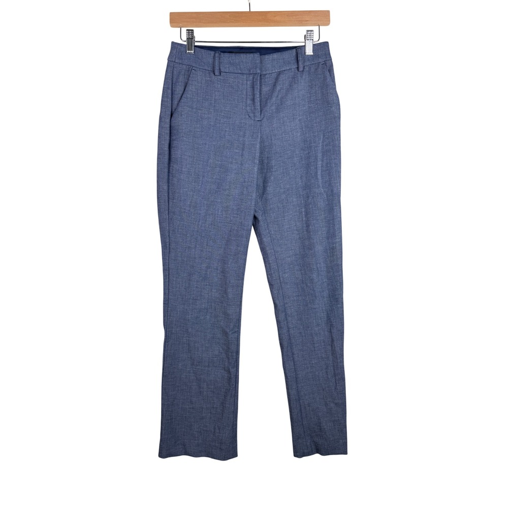 Express Women's Columnist Barely Boot Mid Rise Pants size 0 Short Blue